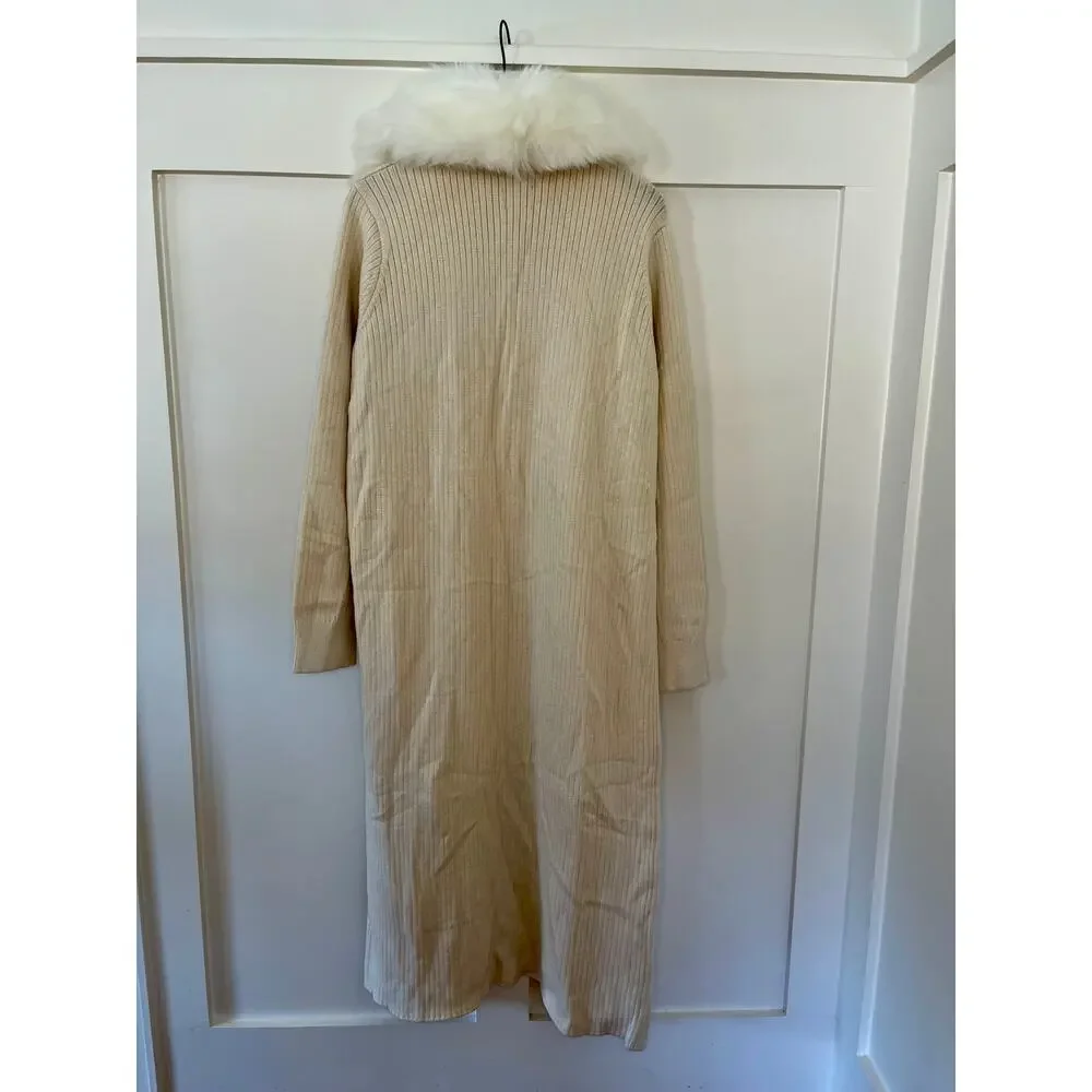 Show Me Your Mumu Lombardi Long Cardi Snowy White Faux Fur Size XL - Picture 4 of 4